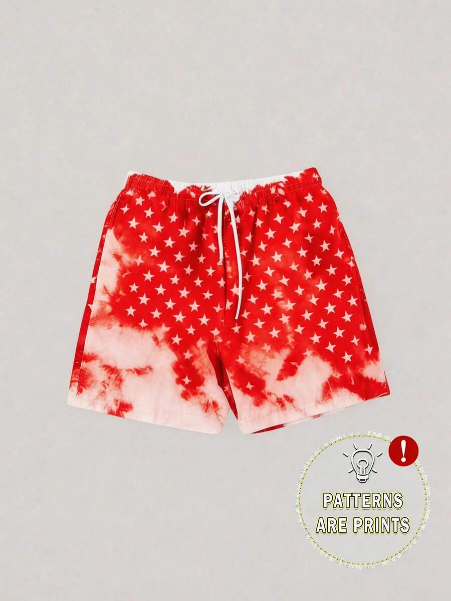 Men's Statement Print Shorts Fashion Designer Patterned Casual Daily Wear Shorts - Đỏ - Xem 1