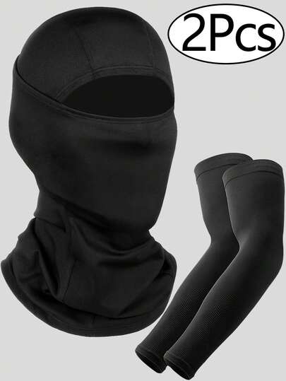 2Pcs Set Sun Protection Balaclava Face Mask And Arm Sleeves For Men Women Youth Lightweight Breathable Ski Mask UV Protection Cooling Arm Sleeves With Thumb Hole Suitable For Cycling Fishing Outdoor Sports