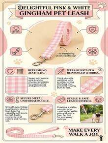 1pc Polyester Material Fresh Pattern Handmade Pet Leash, Suitable For Small Cats And Dogs Outdoor Use (Not Suitable For Large Active Dogs) - Pink - View 8