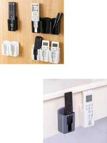 1pc Remote Control Holder, Wall-Mounted Phone Stand And Storage Rack, Bedroom Self-Adhesive Storage Box, Plastic Charging Stand And Remote Control Holder, Wall-Mounted Air Conditioner Remote Control Storage Box, Silicone Wall-Mounted Remote Control Organizer, No Drilling Required, Odorless, Durable TV And Air Conditioner Remote Control Storage Rack, Multi-Function Storage Box (Different Batches Do Not Affect Use) - Multicolor - View 3