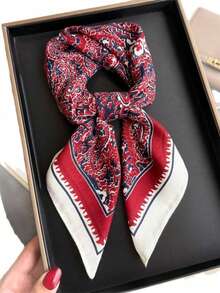 1pc 70cm Square Scarf New Cashew Floral Print Scarf Shawl Fashion Headscarf Neck Wrap Shoulder Cape,Beach,Holiday - Multicolor-l7507 - View 14