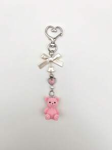 1 pieza Lindo accesorio de bolso con oso, con decoraciones creativas de corazón y estrella, llavero de oso rosa/marrón/rojo rosa adecuado para mujeres y niñas, colgante de oso con lazo exquisito, decoración colgante de oso de resina para mochila, bolso, mochila escolar, habitación, regalo dulce, accesorio de coche, llavero - Multicolor - Ver 12