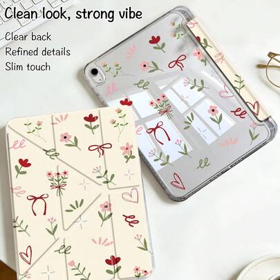 Ayotu Ốp lưng máy tính bảng in hoa, họa tiết nơ và trái tim, có chân đế gập, tương thích với iPad A16, Air 8(M4) 2026 (11 inch), Air 8(M4) 2026 (13 inch), Pro 13 12.9 11, Air 11 13, Mini, Air 11 inch, Kindle (thế hệ thứ 11 - ra mắt năm 2024), Kindle Paperwhite thế hệ thứ 12 năm 2024. Món quà cá nhân hóa cho Ngày Valentine, mùa xuân, kỷ niệm, sinh nhật và các ngày lễ khác.