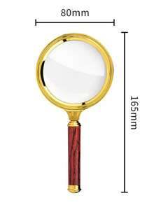 10X Handheld Magnifier, 60mm/70mm/80mm/90mm Diameter Options, Faux Wood Handle, Gold Plated, Birthday/Graduation Gift - Multicolor - View 17