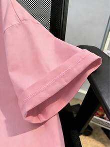 Camiseta de manga corta y cuello redondo para niños y niñas, con temática de comida: Estampado <<All-Day Pasta Club - Delicious Every Day» - Rosa - Ver 4