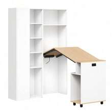 Home Office Desks - White + MDF+Left - View 7