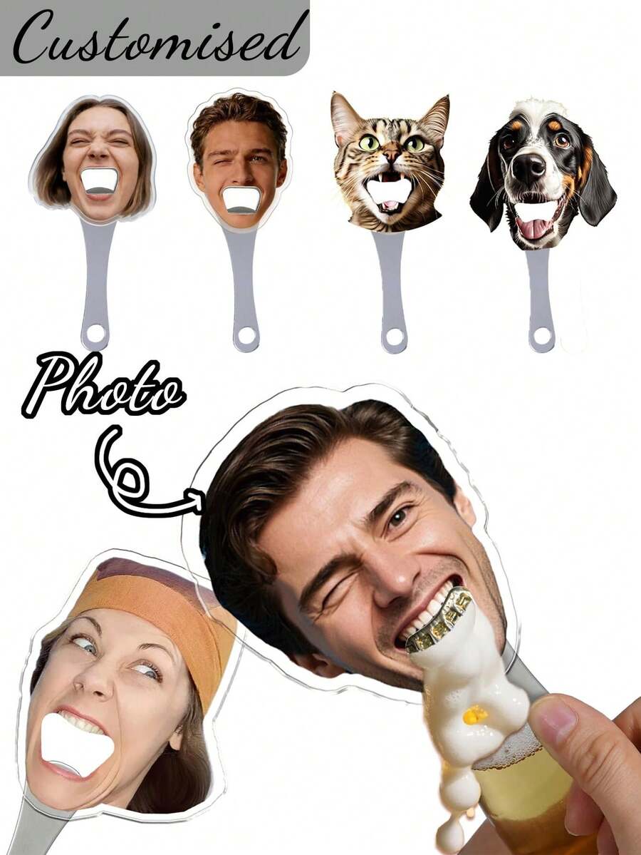 2/4/6pcs Personalized Interesting Photo Bottle Opener, Magnetic Fridge Decor, Party Accessory, Friend's Birthday Gift, Drinker's Gift, Party Decoration, Elegant Living, Life Art - Multicolor - View 1