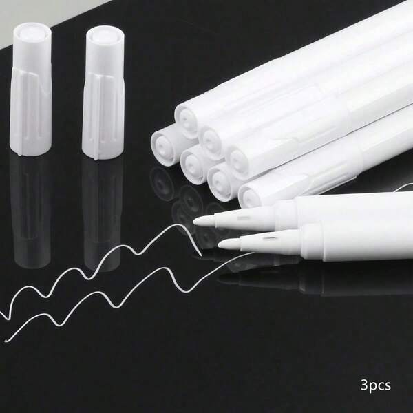 3pcs White Liquid Chalk Pen For Chalkboard, Led Writing Board Pen, Pen For Sticker Labeling, Erasable Marker Pen Back To School
