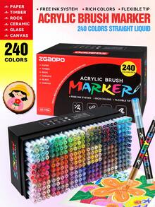 288 Colori Pennarelli Acrilici, Set Misto da 8-288 Pezzi, Punta Morbida in Nylon, Inchiostro a Base di Olio Vibrante, Alta Pigmentazione e Resistente al Sanguinamento, Adatto per Fai-da-Te e Creazione Artistica, Viene Fornito con Custodia e Borsa di Lusso per Conservazione e Portabilità, Ottimo per Principianti, Artisti, Studenti, Regali per il Ritorno a Scuola e Ricompense per gli Insegnanti - Set di pennarelli acrilici - Visualizzare 6