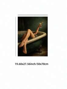 1pc Frameless Vintage Western Dirty Martini Sage Green Bathroom Poster Bikini Preppy Wall Art Canvas Print For Living Room, Bedroom, Dorm Room Decor - Bathroom - View 15