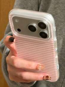 Casing Ponsel Minimalis Bergaris Pink Transparan Lembut Cocok Untuk iPhone 17, 11, 12, 13, 14, 15, 16 Pro Max, 14, 15, 16 Plus, 17 Air, 11 Dan Model Lainnya, Pelindung yang Modis - Garis-garis merah muda transparan - View 3
