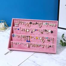 1pc Pink Velvet Stackable Jewelry Organizer Tray, Storage & Display Rack For Earrings, Rings, Necklaces And Bracelets - Pink - View 10
