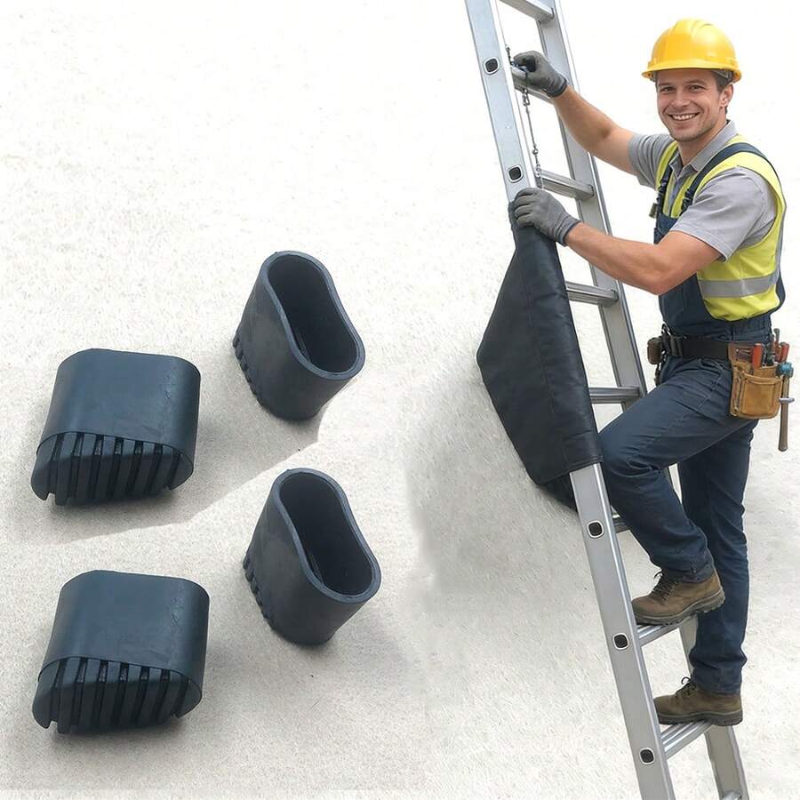 2pcs-4pcs Oval-Shaped Ladder Leg Covers, Black, Suitable For 20*40mm Oval Tubes, Non-Slip Wear-Resistant Protective Sleeves - C - View 1
