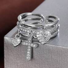 1件优雅几何吊坠设计立方氧化锆可调节戒指，女士款 - 彩色 - 查看 25