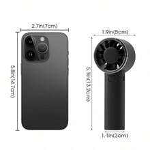 1pc 1200mAh Rechargeable Portable Mini Fan, 3-Speed Adjustable, Compact Design For Outdoor/Indoor Use, Desk Placement (No Hanging Strap) - Handheld - View 3