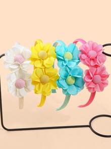 Conjunto de 4 tiaras de flores para meninas, tiaras de tecido coloridas com flores, acessórios de cabelo fofos para festas de aniversário, feriados e uso diário. - Multicolorido - Ver 10