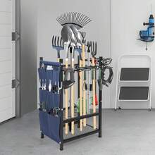 Estante Metálico Multifuncional y Tres Niveles – Ideal para Garaje, Patio, Lavandería o Home Gym, Ofrece Almacenamiento Ordenado para Escobas, Palas, Tapetes de Yoga, Cubetas y Accesorios.Soporte Resistente para Herramientas de Jardín con Sistema de Bolsas Laterales – Ideal para Almacenar Escobas de Calle, Palas de Nieve (en zonas frías), Rastrillos de Hojas y Azadones, Cuenta con Tres Niveles para Organizar Productos Químicos, Guantes o Semillas, Perfecto para Casas con Jardín o Pequeñas Granjas Urbanas. - Negro - Ver 10