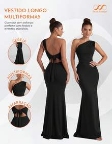 Swisz Women's Long Draped Multi-Way Dress, Luxurious And Elegant For Parties - Armé Grön - Visa 5