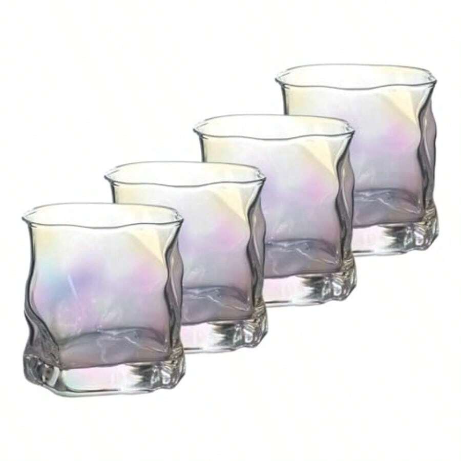 Set de Vasos de Cristal Decorativos Diseños Geométricos y Mosaicos 2/4/6 Piezas Multicolor 250. 540 ml Elegancia y Durabilidad. 4 Vasos Electrochapados 275 ml Multicolor - 4 Vasos Electrochapados 275 ml Multicolor - Ver 1