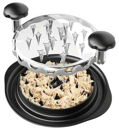 Chicken Shredder Tool – Meat Shredder For Cooked Chicken, Pork, Beef , Manual Shredder With Non-Slip Base & Lid – Kitchen BBQ Tool For Tacos, Pet Food And More