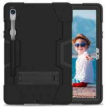 军工级防摔防震坚固平板电脑保护套，适用于三星 Galaxy Tab A7 Lite/A9/A9 Plus/A11 8.7英寸/A11 Plus 11英寸 S9 S9FE S10 S10Lite，也适用于 X115N T220/T225 X210/216B/218 X230/X236 X230/X236，带支架 - 黑色 - 查看 8