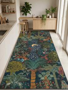 1pc Modern Nature Floral & Plant & Star Moon Pattern Area Rug/Carpet/Bath Mat/Door Mat/Runner, Soft Thick Washable Rug For Hallway, Bathroom, Kitchen, Bedroom, Living Room, Versatile Home Decor - Multicolor - View 1