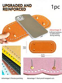 1 đáy túi cứng cáp, đáy túi móc thủ công, đáy túi đan thủ công hình bầu dục bằng da, đáy túi DIY, đáy túi đan, tấm đáy túi, phụ kiện phần cứng túi, tấm đáy bằng da PU, miếng lót đáy túi - Nhiều màu - Xem 4