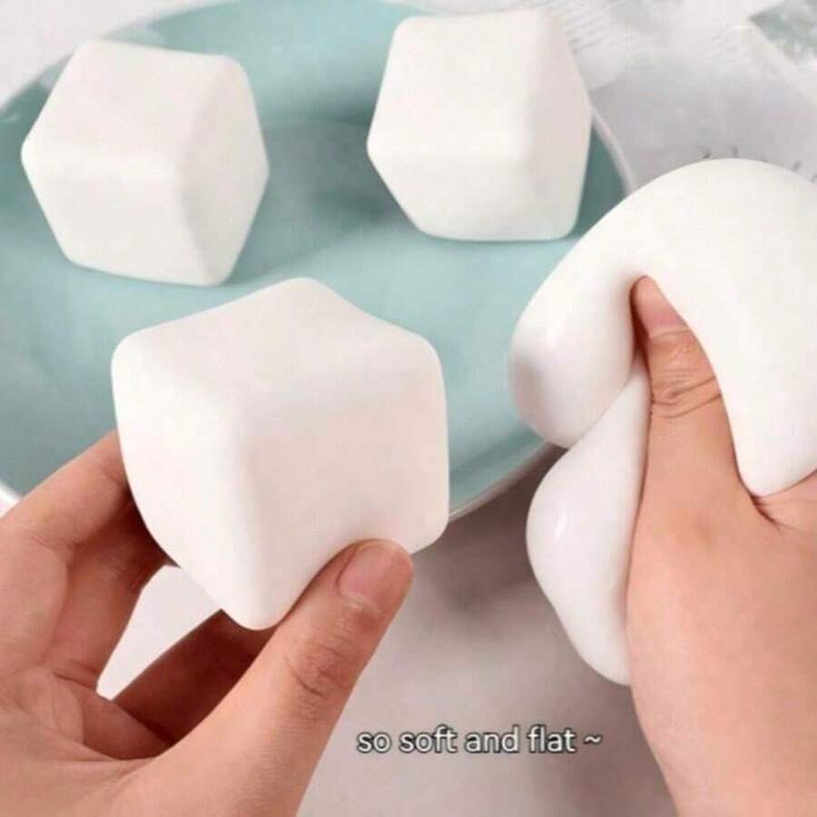 10pcs White Viral Moldable Square Tofu Stress Relief Squeeze Slow Rebound Squeeze Toy - White - View 1