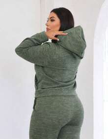 Women's Plus Size Set: Pants And Blouse - 綠色 - 查看 4