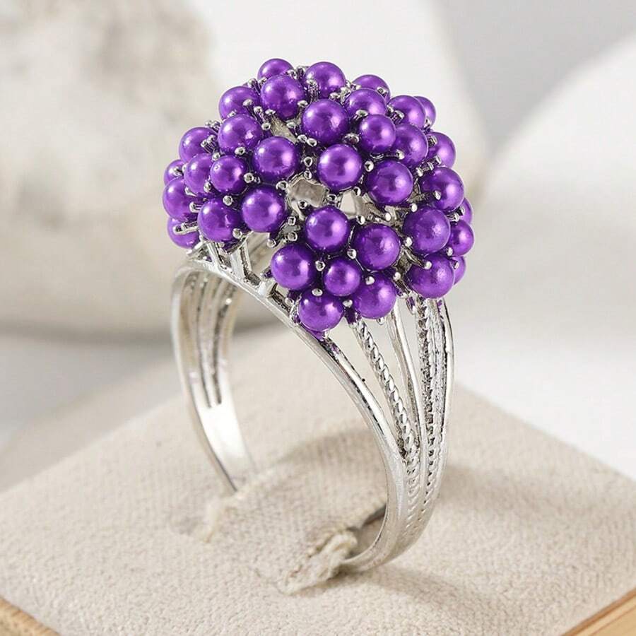 Fashionable, Elegant And Unique Floral Ring For Women, Ideal For Parties, Weddings And Anniversaries, A Exquisite Jewelry Gift - Silver - View 1