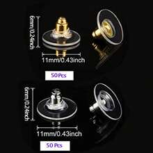 20/50/100 chiếc nút chặn khuyên tai mềm trong suốt màu vàng/bạc, thích hợp để làm trang sức, khuyên tai dáng dài, không gây kích ứng. - Bộ nút bịt tai bằng vàng và bạc - Xem 3