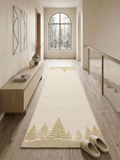1 pieza Alfombra (Alfombra, Alfombra de área, Alfombra de baño, Alfombra de puerta, Pasillo, Pasillo) moderna y minimalista de estilo INS con un elegante árbol de pino dorado para pasillo, baño, cocina, entrada, corredor, mesita de noche, sala de estar, dormitorio, suave y lavable para decoración del hogar en todas las estaciones