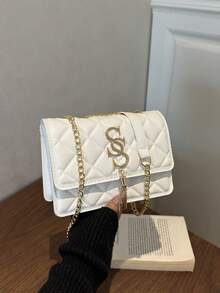 Women's Fashion Solid Color & Printed Wide Strap Tote Shoulder Bag - Beige - View 12