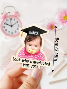 1pc Personalized Senior Photo Fridge Magnet: Custom Look Whos Graduated Photo Magnet, Custom Graduate Face & School Name Gift, Graduate Gift,Graduation Party Supplies - Multicolor - View 8
