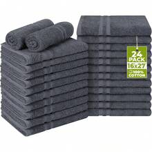 Utopia Towels Bleach Proof Salon Towel 16 By 27 Inches, Bleach Proof Gym 100% Cotton Hand Towel, 24 Pack, Black - 深灰色 - 查看 1