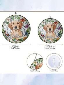 Custom Pet Portrait Stained Glass Suncatcher, Stained Dog Memorial Gift, Window Hangings Sympathy Gift For Dog Passing, Rainbow Bridge Memory Keepsake - White - View 11