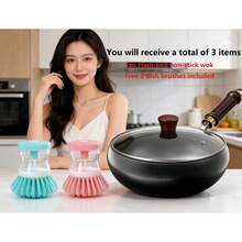 Buy 1 Pan, Get 2 Brushes Free Carbon Steel Wok Pan | Nitrided Uncoated Cookware | Even Heating Multipurpose Kitchen Pan With Lid & Wooden Handle | Includes 2 Brushes | Compatible With All Stoves & Induction Cooktop | Kitchen Essentials & Camping Cooking Gear - Black 3-piece Set (1 Pot and 2 Brushes Included) - View 11