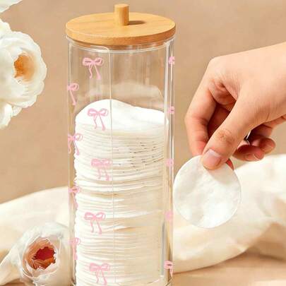 Hộp đựng đồ bằng nhựa trong suốt màu hồng có nơ, hộp đựng mỹ phẩm để bàn, hộp đựng đồ trang điểm trong suốt - Hộp đựng đồ trang điểm hiện đại có nắp đậy, hộp đựng đồ trang điểm phòng tắm, thích hợp để đựng cọ trang điểm, son môi, dụng cụ trang điểm, túi đựng mỹ phẩm, túi đựng đồ vệ sinh cá nhân, hộp đựng đồ trên bàn, túi đựng mỹ phẩm, túi đựng đồ trang điểm.