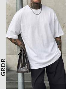 GRDR 男士宽松短袖T恤，精致设计，夏季必备，易于搭配，展现您的时尚风格 - 白色 - 查看 1
