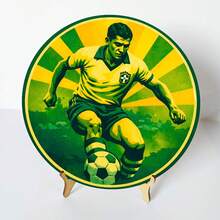Round MDF Decorative Plaque 20cm Brazil World Cup + Stand - Copa06 - View 1