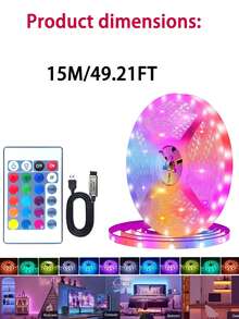 3ft-100ft Bedroom LED Lights With 24-Key Remote Control, Adjustable Color & Brightness, Cuttable Length, Easy Installation, Suitable For Home Decor, Bedroom Ambiance Lighting, Fun Lights, Holiday Party Atmosphere - White - View 14