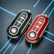 1 pieza Funda/Carcasa de llave de coche de TPU suave apta para la llave del Fiat 500, aplicable para Bestune, Bravo, Iveco, Ousheng, caja de control remoto del coche, anti-caída, a prueba de polvo, portallaves exquisito y de alta gama, apto para mujeres - paquete único - Ver 7