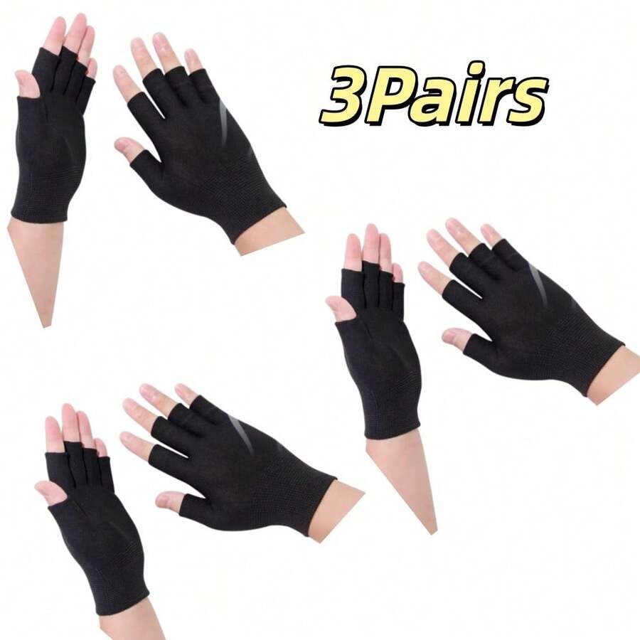 3 đôi găng tay hở ngón chống nắng, thoáng khí, chống trượt, thích hợp cho câu cá, đạp xe, lái xe. - Nhiều màu - Xem 1