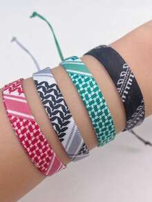 1-4 chiếc vòng tay bện điều chỉnh được, họa tiết hình học, phong cách Bohemian. - Nhiều màu - Xem 1