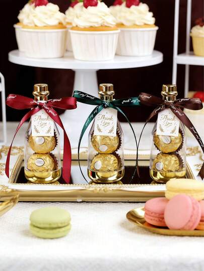 Creative Transparent Champagne Bottle Shaped Candy Box With Gift Box, Wedding Candy Box, Wedding And Party Decor, Small Gift Candy Champagne Bottle Shaped Packaging Box