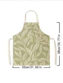 1pc, Lily Green Leaf Pattern Polyester Apron, Suitable For Cooking, Baking, And Gardening - Can Be Used As Attire For The Kitchen And Dining - Multicolor - View 3