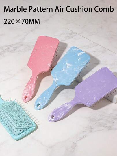 Lược chải tóc vuông bán chạy nhất với họa tiết vân đá cẩm thạch, lược đệm chống rối cỡ lớn.