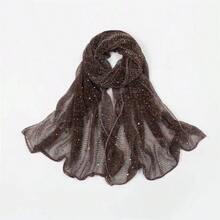 1pc Women's Lightweight Solid Color Sequin Bandana Scarf, Headscarf, Middle Eastern Hijab, Decorative Shawl, Sun Protection Beach Wrap, Suitable For Daily Use - 咖啡棕 - 查看 1