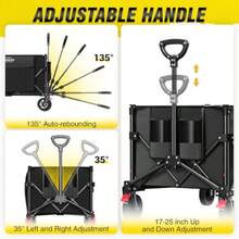 Carrito Plegable Más Duradero con Ruedas Todoterreno de 360° Carrito de Compras para Mandado Transportador Carro de Carga Tipo Wagon Vagón para Niños Camping Mudanza Viajes Mascotas  16598465 - NegroBásico - Ver 4