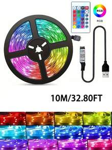40米/131英尺RGB LED灯带,配备24键遥控器、App控制、可调光、DIY模式、USB供电,适用于家居装饰、电视、电脑、卧室、游戏显示器、圣诞节、万圣节、婚礼、生日派对、床头灯等。 - 彩色光 - 查看 15